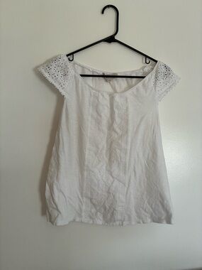 LOFT White Eyelet Sleeve Cotton Tunic